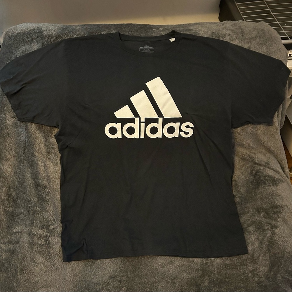 Adidas Men's Black and White Logo Tee